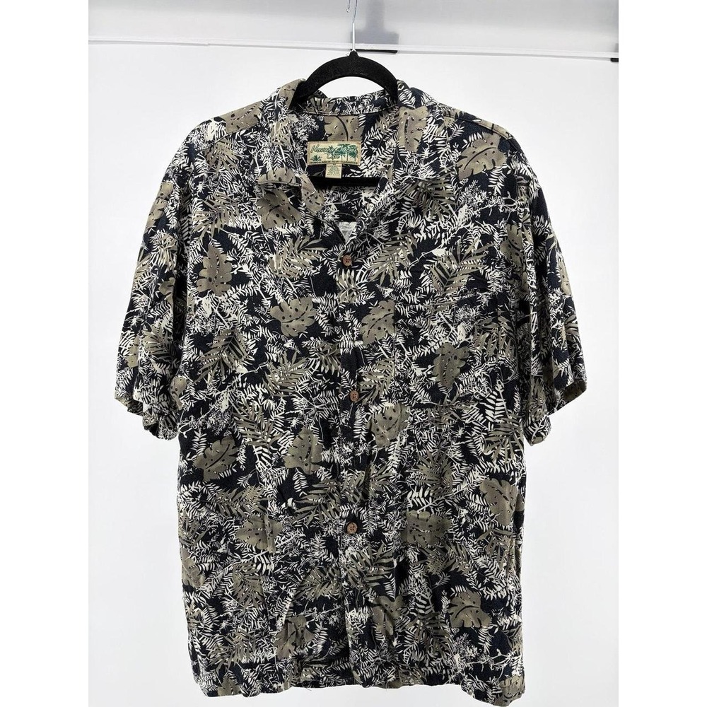 Havana Jacks Cafe Black Tropical Print Shirt,Hawaiian, Size M‎ S172